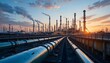 © destiny - Industrial Oil Refinery with Pipes at Sunset