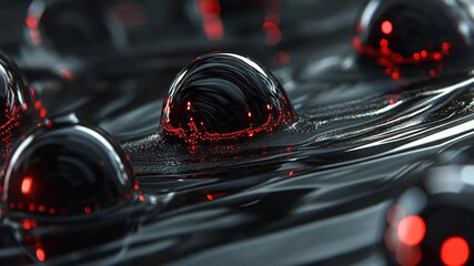 Poster - colorful spheres float in dark liquid creating abstract art generative ai