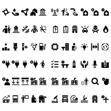 set of icons for web  of Black Silhouette Icons on White Background