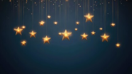 Poster - A series of soft glowing lights in the shape of stars hanging in the air with ample space for text above.