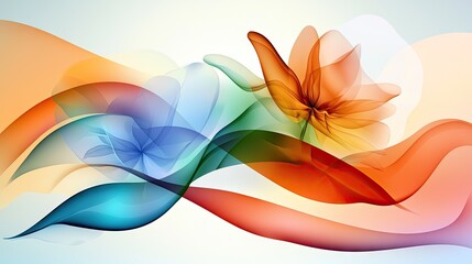 Poster - Minimalist abstract waves with soft, curved lines and a gradient color palette.