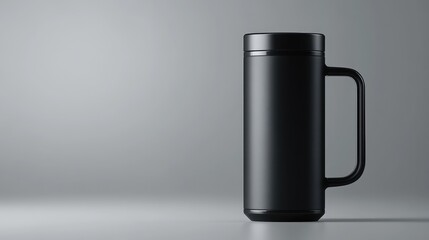 Poster - A travel-friendly vacuum-insulated mug with a handle, placed on a neutral background. Functional and stylish with copy space.