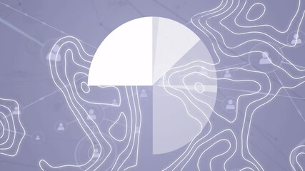 Poster - Abstract geometric shapes and contour lines over network of connections animation