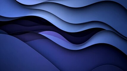 Poster - elegant dark blue paper waves create a serene abstract banner design generative ai