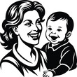 © MDHABIBUR - Mother and Baby Care Vector Silhouette Vector Illustration