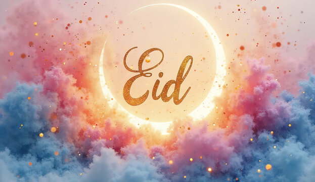 liquid-3d-typography -with--Eid-Mubarak---position-center-gradient-background