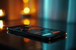 © Benxiumo - a mobile phone displaying a stock market chart on a reflective surface with bokeh background