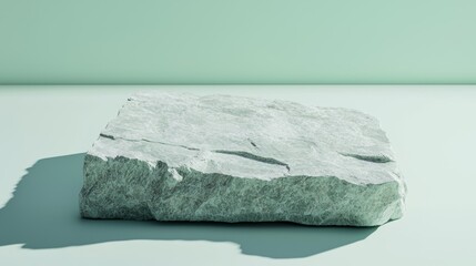 Leinwandbilder - Minimalist Soft Mint Green Background with Clean Lines and Simple Slate Slice for Modern Presentation Use
