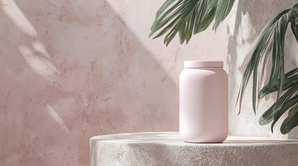 Leinwandbilder - Pastel Gray Jar with Minimalist Protein Text in Clean Aesthetic