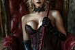 © Thomas - Moody and high-fashion portrait of a strong and sensual woman in leather, embracing power and allure