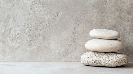 Poster - Single Spa Stone on Soft Eggshell Background with Airy Feel Text
