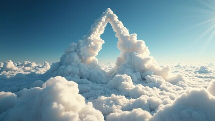 Aufkleber - Surreal Triangle Shape Floating Amidst Soft White Clouds in a Beautiful Sky with Light Blue Hues and Dreamy Atmosphere for Artful Inspiration