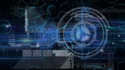 Poster - animation of glowing blue lines and data processing elements in futuristic interface