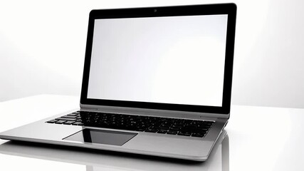 Poster - Isolated Laptop Ready for Use on White Background With Empty Screen Generative AI