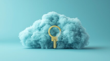 Poster - Enigmatic key positioned within a cloud symbolizing cloud security and privacy for digital information protection