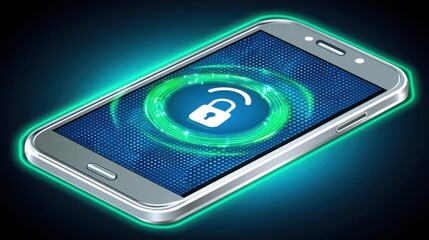 Aufkleber - smartphone displaying padlock on screen highlighting digital privacy awareness and security in moder