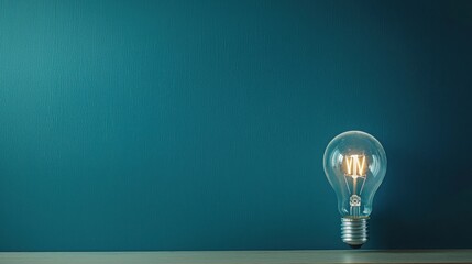 Poster - Illuminating light bulb placed on a table signifying innovative ideas and energy optimization concepts
