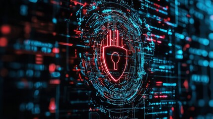 Poster - Padlock on tablet representing intelligent cybersecurity protocols essential for data protection and privacy