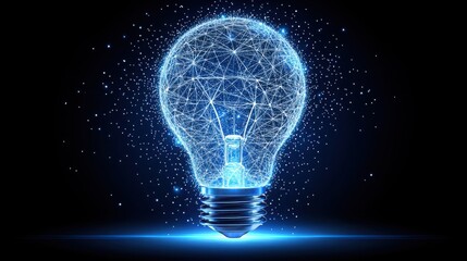 Poster - innovative light bulb representing intelligent energy optimization with a network of connected lines