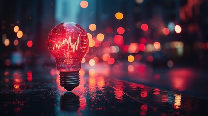 Poster - Illuminating ideas with a light bulb on a table representing creativity and innovation in modern design and technology