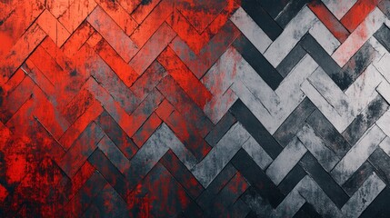 Aufkleber - Distressed Herringbone Pattern with Contrasting Color and Textured Surface