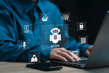 ai, artificial intelligence and illegal use concept, businesswomen deceived by the ai system from sc