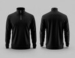 © Zahratul - Black Mock Neck Zip Up Sweatshirt
