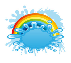 Wall Mural - Rainbow and water splashes on white background.