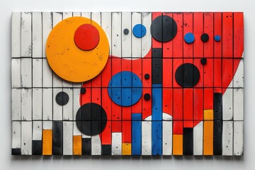 Poster - abstract art piece featuring various geometric shapes and colors