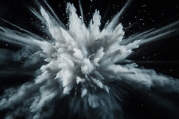 Fototapete - Minimalist white powder explosion against black background captured in exquisite detail
