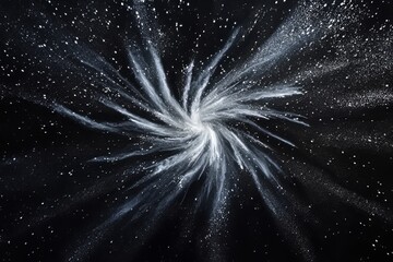 Fototapete - Dynamic white powder explosion against black background  captivating abstract minimalism in motion