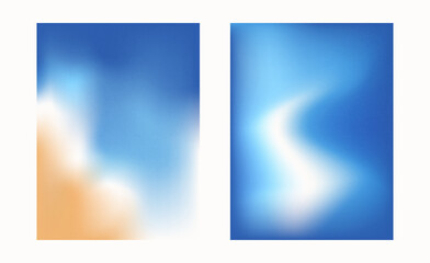Wall Mural - Blur beach and sky gradient backgrounds. Grainy noise gradation blue and beige background. Abstract backdrop sea water and sand. Ocean exotic wave. Vector tropical summer calm cover illustration..