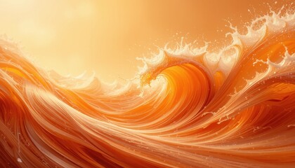Fototapete - Abstract Orange and Yellow Wave Design Vibrant Flowing Lines and Dynamic Forms