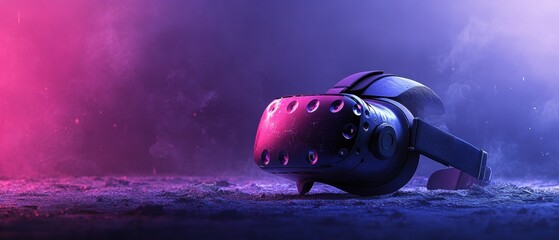 Poster - Cyberpunk Virtual Reality Headset in Futuristic Gradient Background