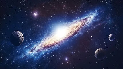 Wall Mural - a beautiful galaxy scene with several celestial bodies present