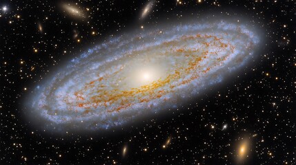 Wall Mural - a stunning spiraling galaxy surrounded by a starry dark night sky
