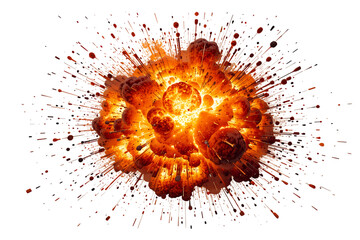 Wall Mural - dynamic explosion effect with fire and debris on black background