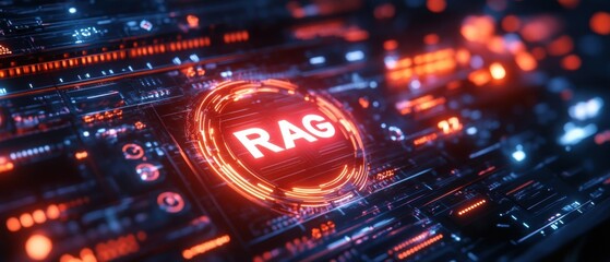 Poster - Futuristic AI Powered Chatbot Interface with Glowing Elements RAG Design