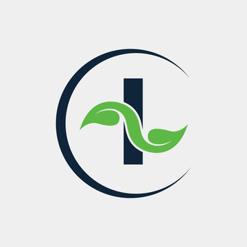 I Letter With Minimalist Leaf Logo