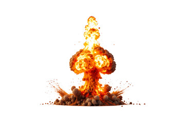 Wall Mural - dramatic explosion with fiery flames and billowing smoke clouds