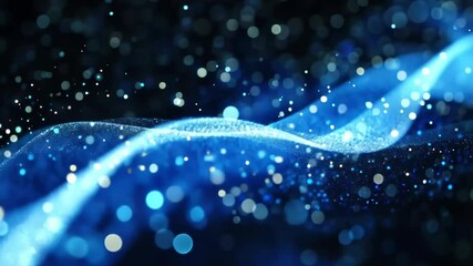 Poster - Stunning blue waves and sparkling particles create a mesmerizing display of light and motion
