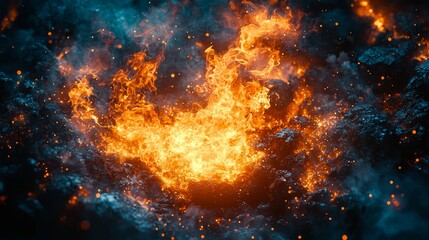 Wall Mural - a close up of a fire in the dark