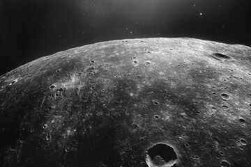 Wall Mural - lunar surface, craters, and texture. close-up view of the moon's topography