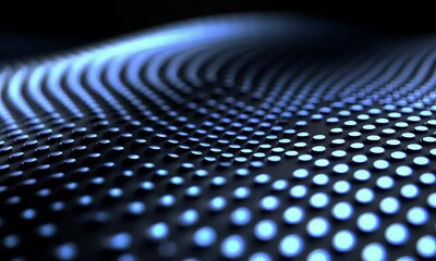 Poster - Abstract blue dotted surface animation for backgrounds and presentations, glowing pattern