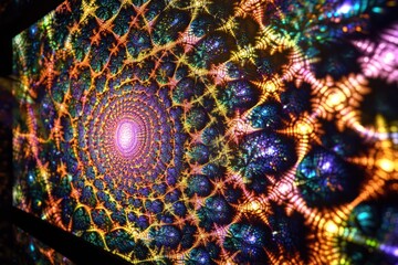 Poster - Colorful fractal pattern displaying intricate designs and vibrant hues in abstract art