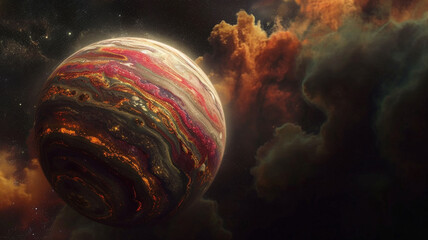 Wall Mural - A cosmic sphere with swirling colors amidst nebula clouds in the vast expanse of outer space view