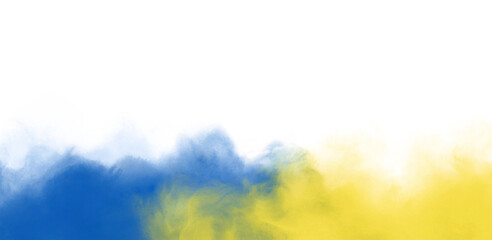 Poster - Blue and yellow smoke creating abstract shapes over a transparent background, perfect for digital compositing and adding atmosphere