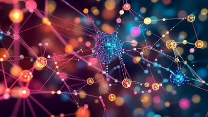 Poster - Exploring the intricate connections between neurons in vibrant colors and complex patterns