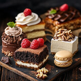 An elegant flat lay of the world's most famous desserts