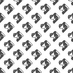 Poster - Architect man project paper solid seamless pattern, architect studio theme. Vector graphics. Construction worker with project plan sign with background, repeat glyph icon.